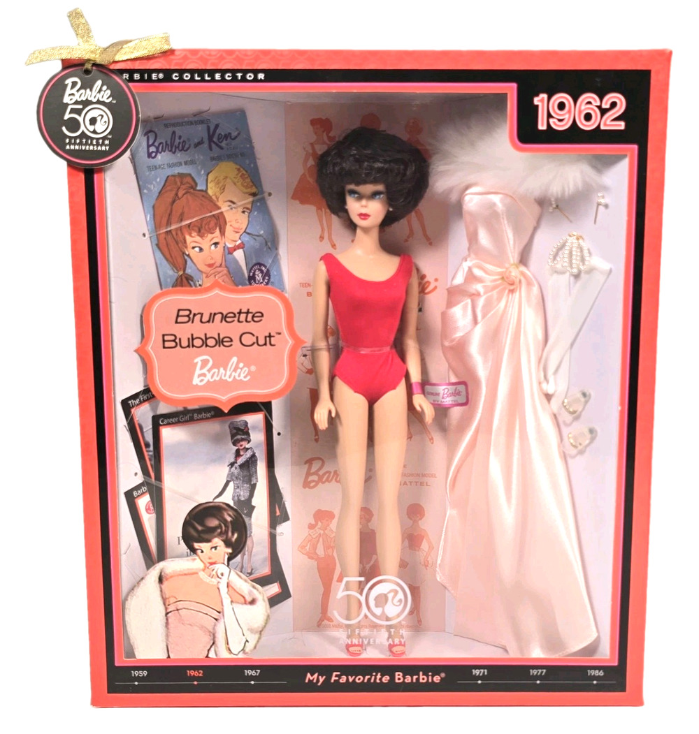 2008 Brunette Bubble Cut Barbie 50th Anniversary 1962 My Favorite Barbie, New